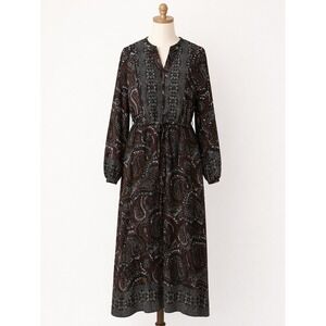 Knox Rose Dress Size L (read) Black Multicolored Elastic Waist Boho Dark cottage